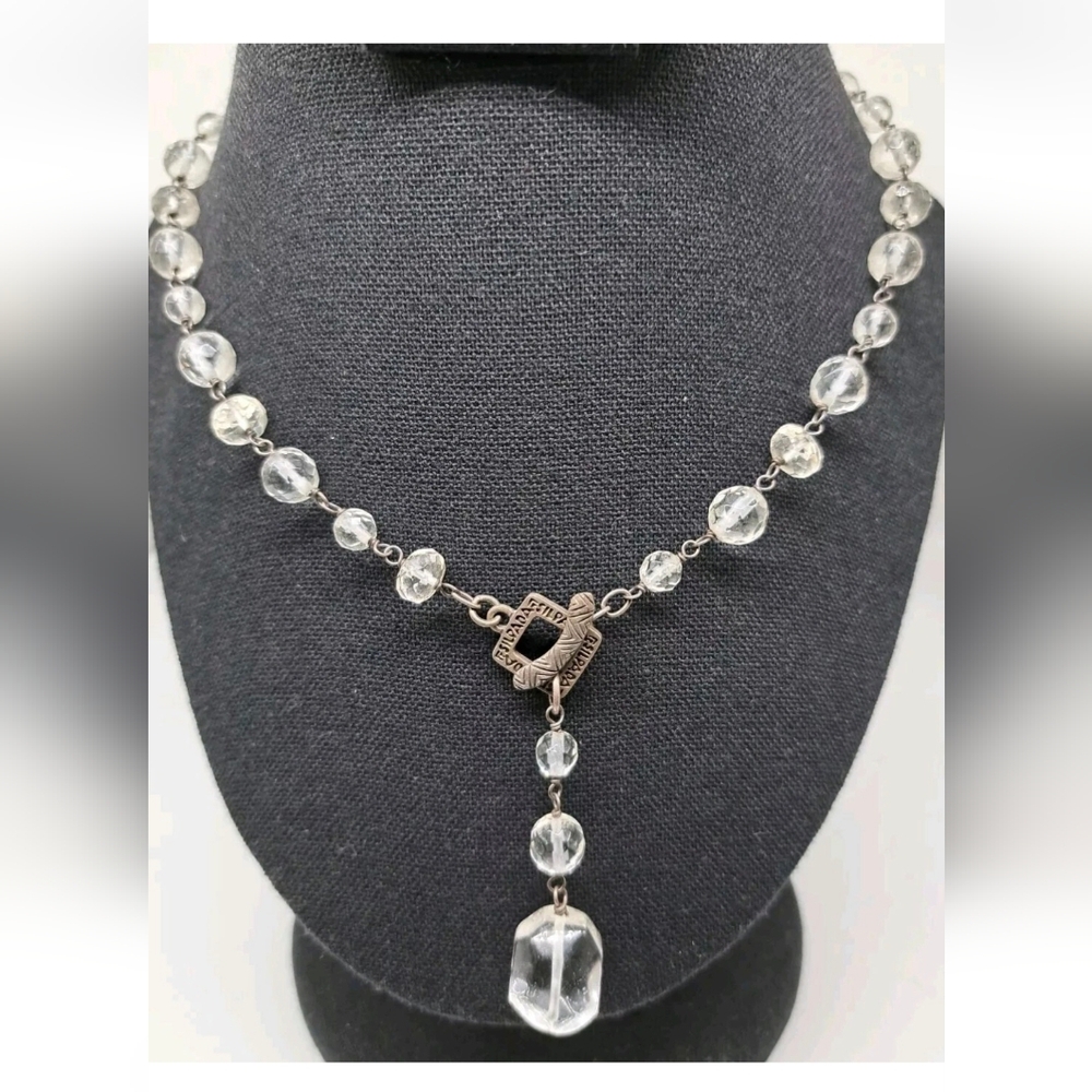 Silpada Retired Sterling Silver Glass Nugget Toggle 35" Long Necklace